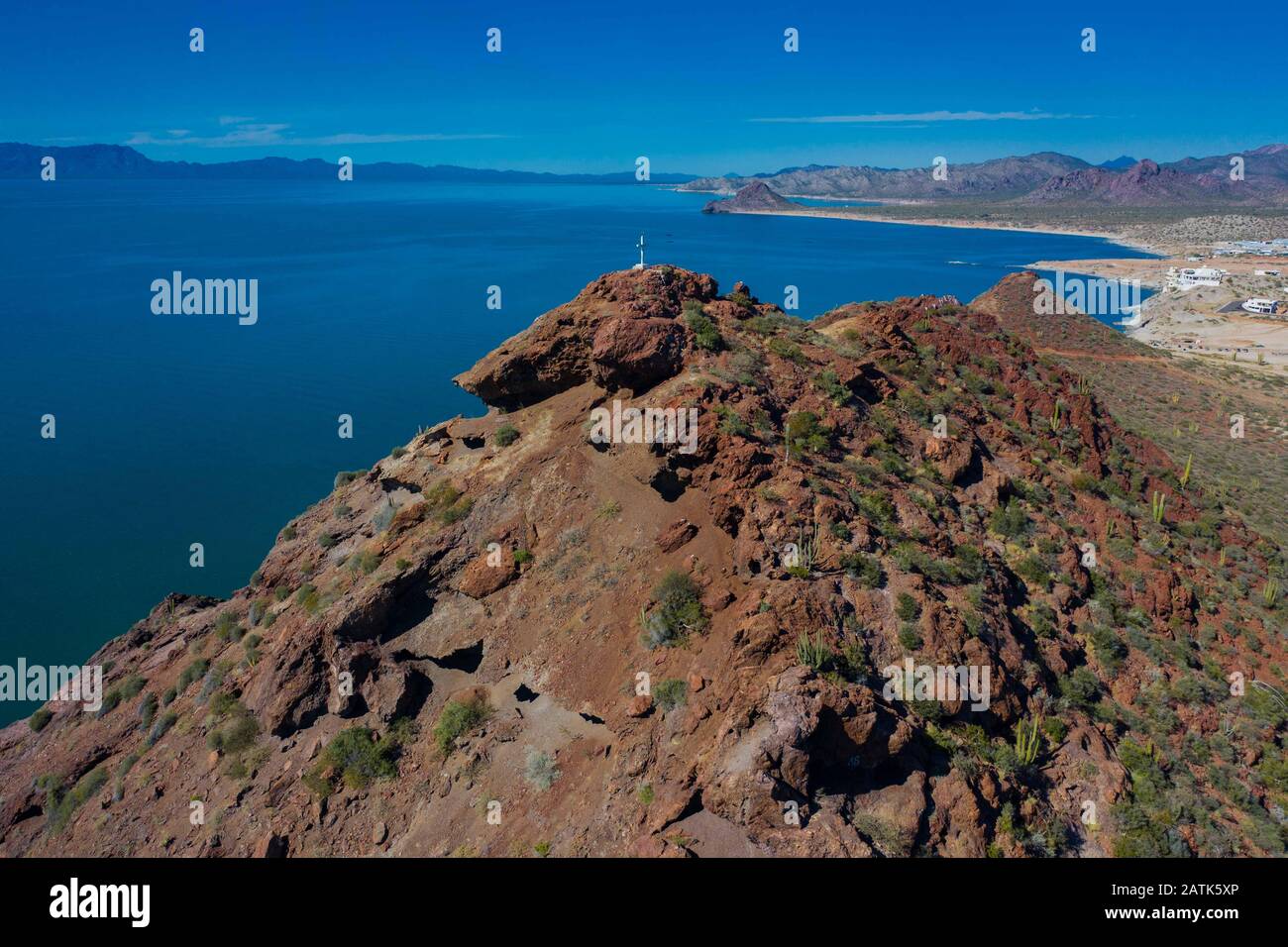 Vista aerea de Kino o bahía de Kino, Sonora, Mex en el golfo de california. playa kino, oceano pacifico, mar de Cortez mar, arena, playa, oceano, dest Stock Photo