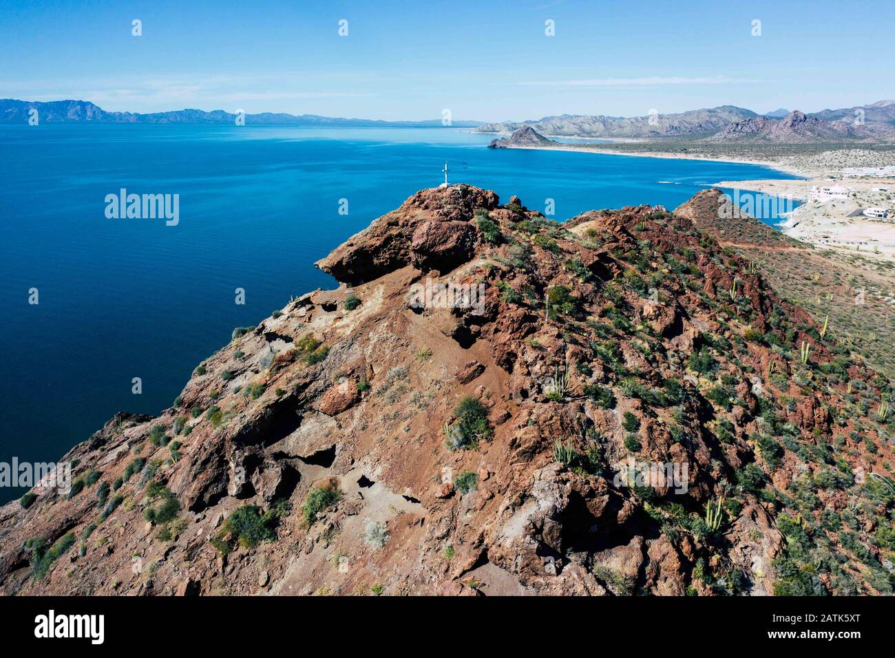 Vista aerea de Kino o bahía de Kino, Sonora, Mex en el golfo de california. playa kino, oceano pacifico, mar de Cortez mar, arena, playa, oceano, dest Stock Photo
