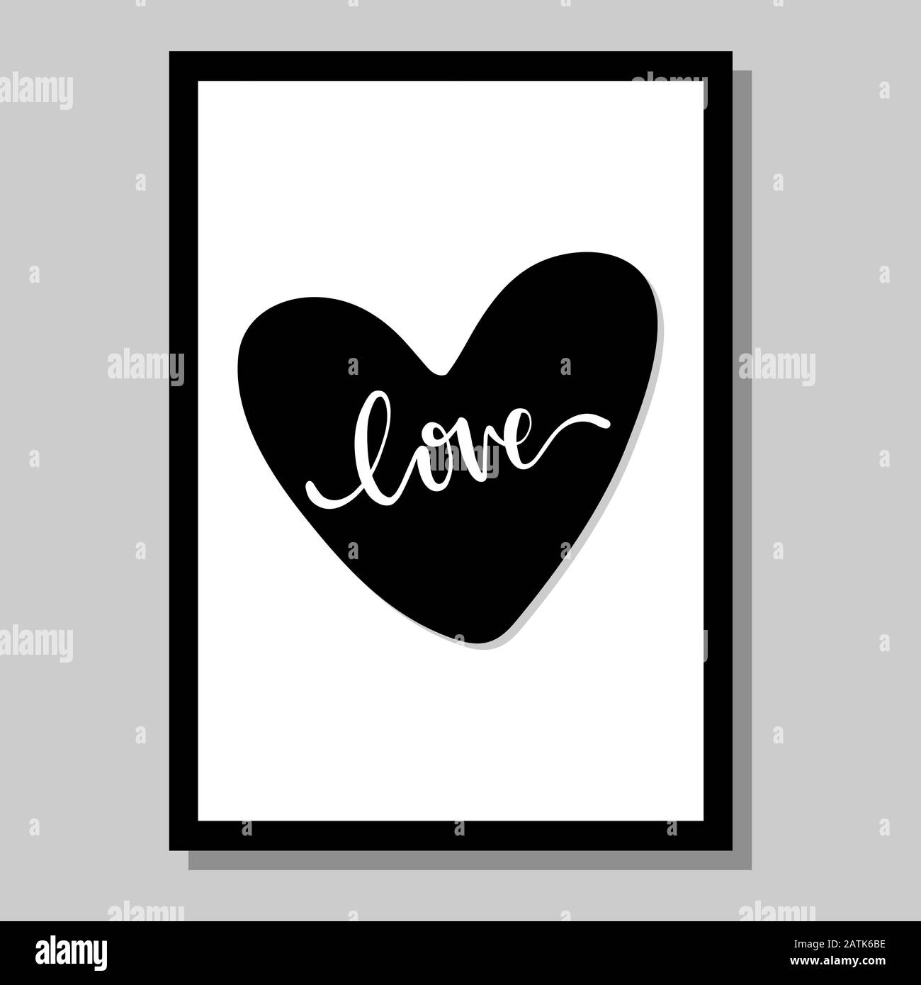 Valentine day hand lettering poster, greeting card, background Stock Vector
