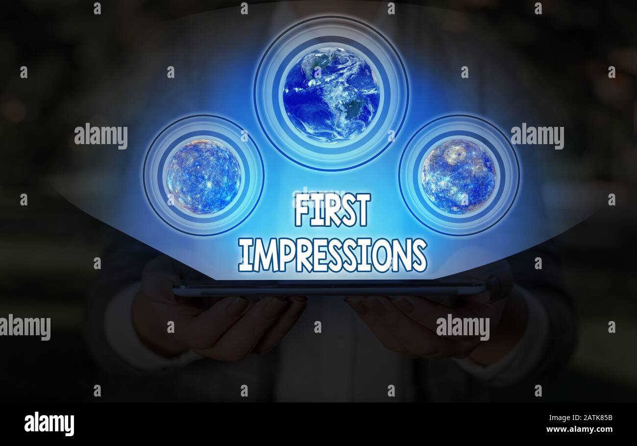 First Appertization Conceptual hand writing showing First Impressions. Concept meaning ...