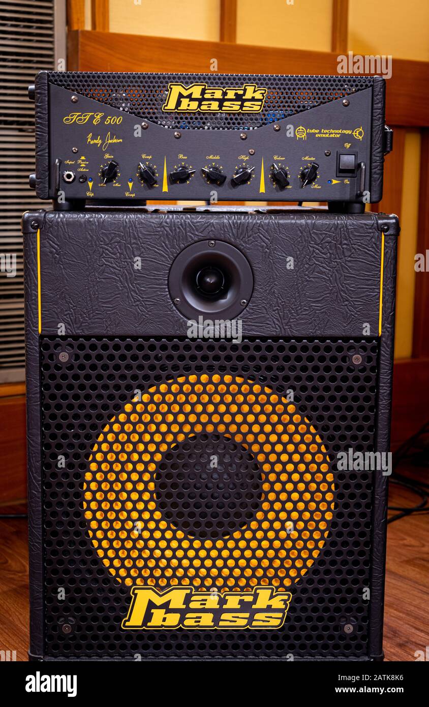Rome, Italy, february 2nd 2020. Markbass stage bass amplifier music