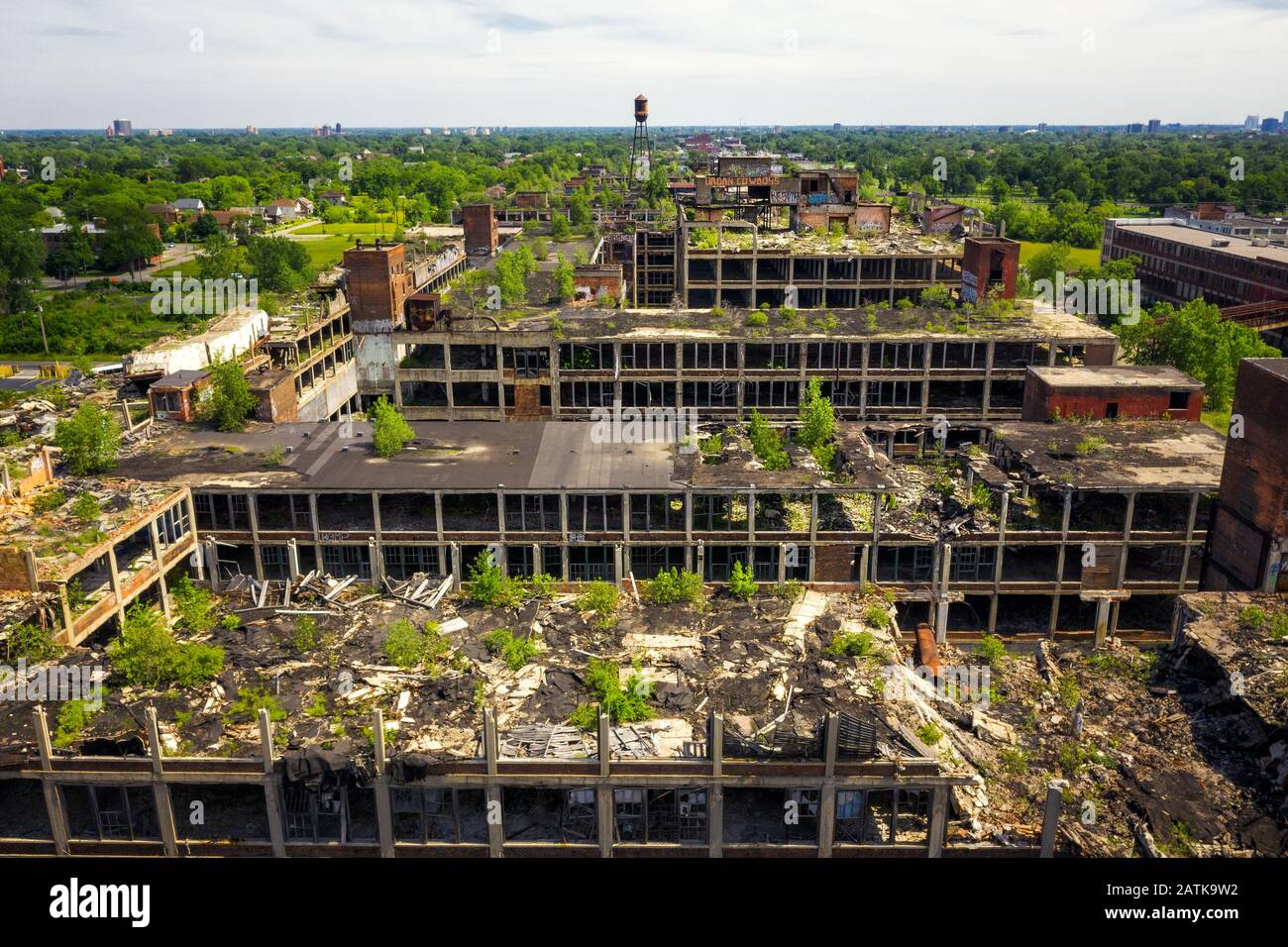 Packard Automotive Plant at East side of Detroit, Michigan Stock Photo