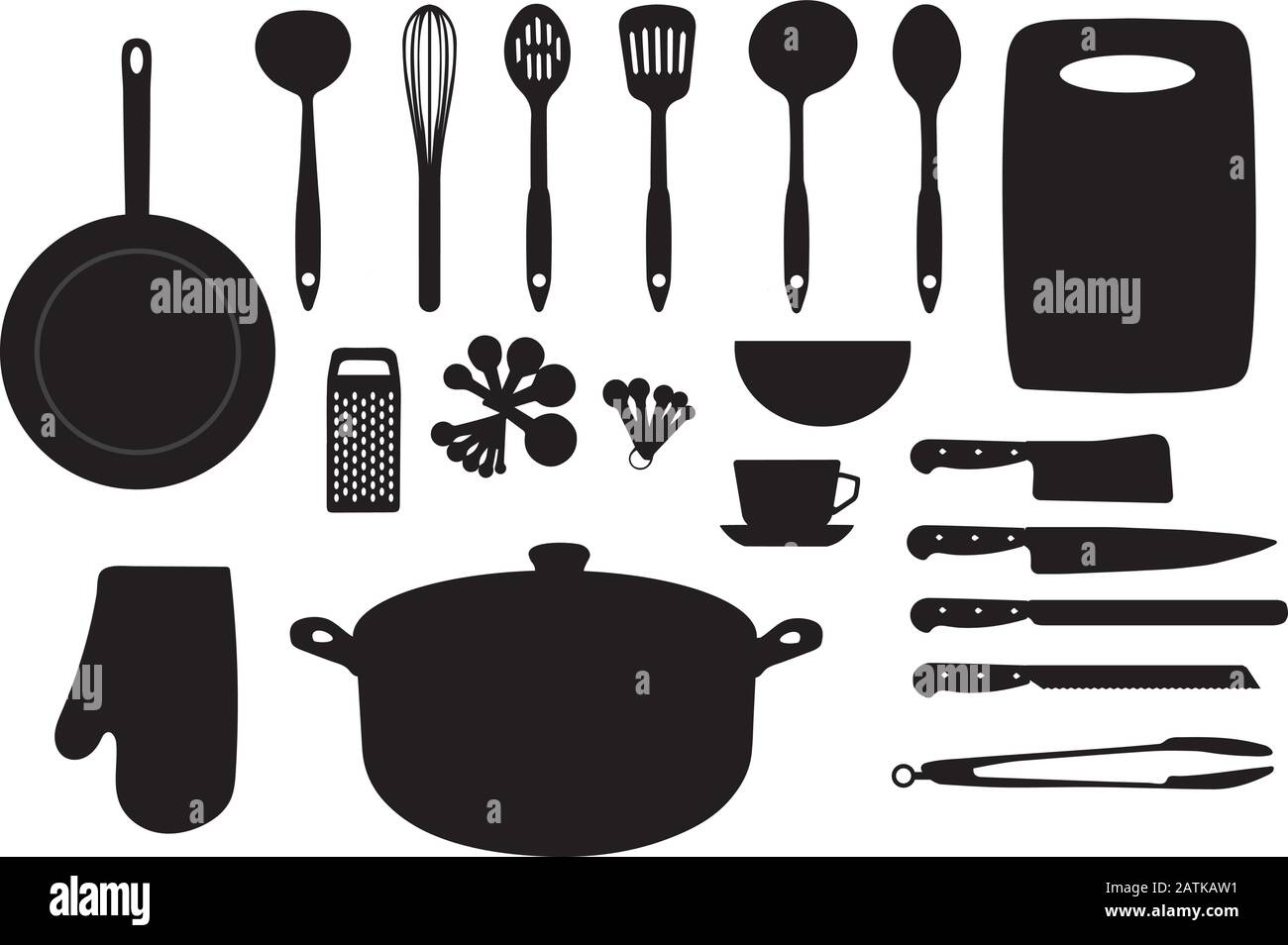 Set Of Vector Drawings Of Kitchen Tools Stock Illustration