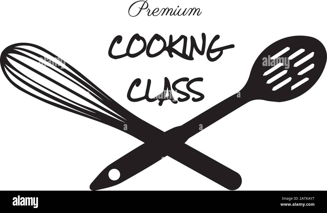 vector illustration of kitchen utensils. Kitchen logo set Stock Vector