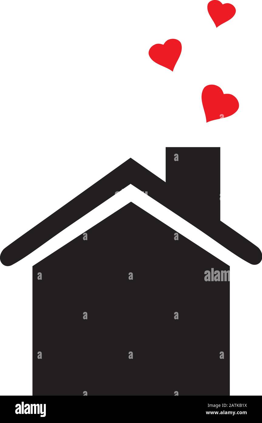 vector illustration of a house icon with a hearts Stock Vector Image ...