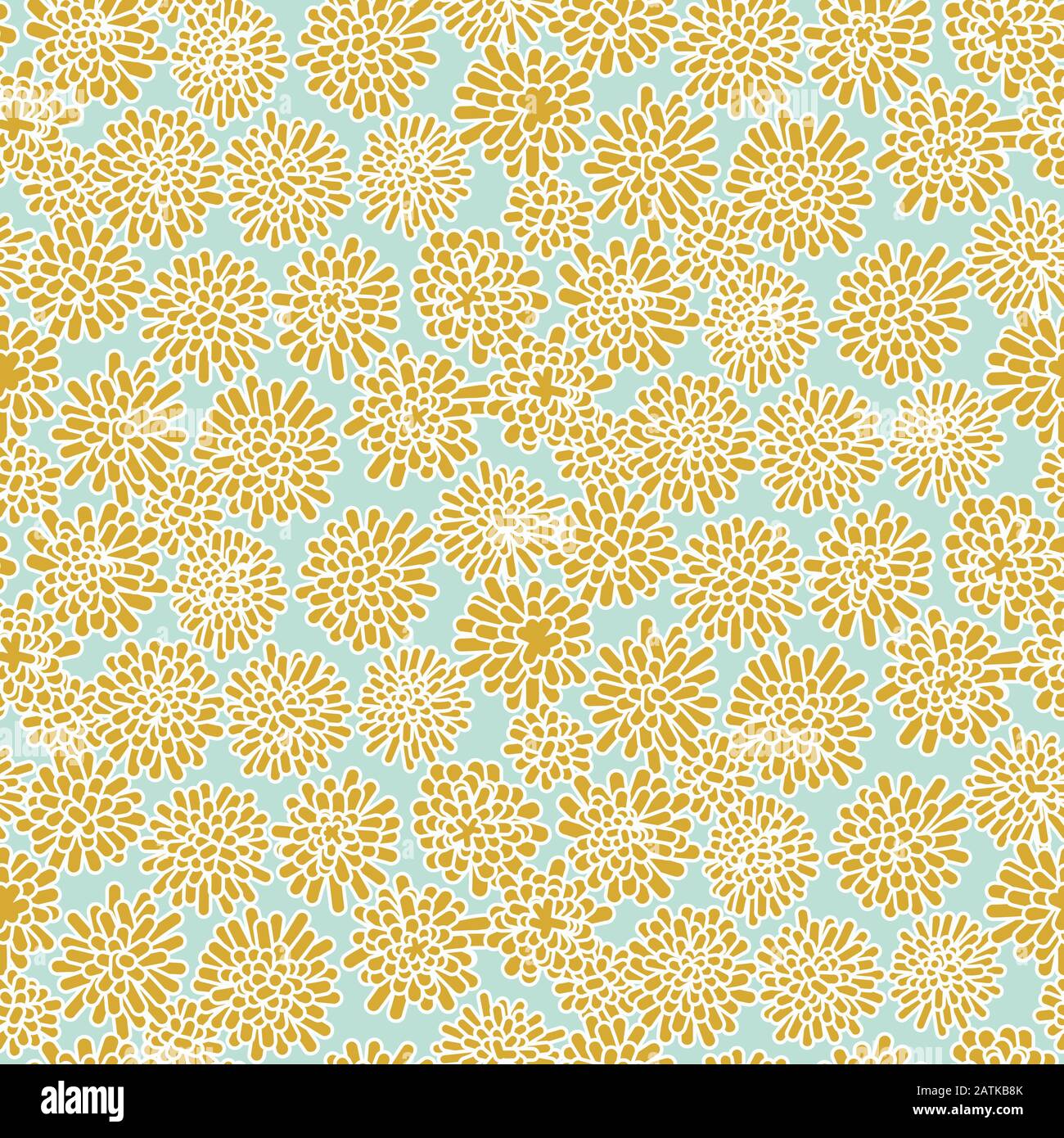 pastel yellow dandelion flowers seamless vector pattern Stock Vector