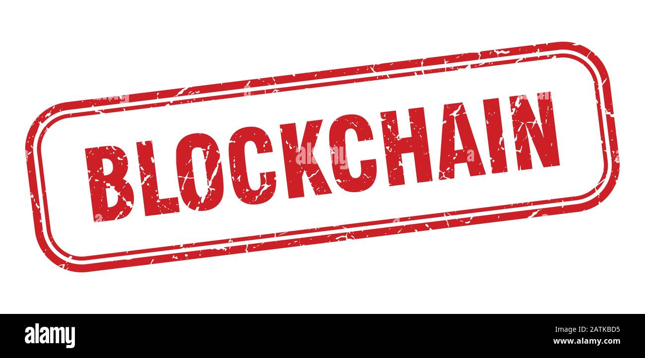 blockchain stamp. blockchain square grunge red sign. blockchain tag Stock Vector