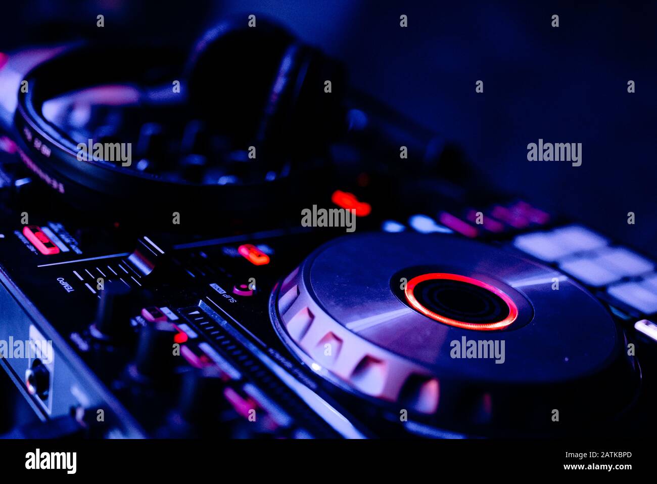 DJ Mixing Music Track On Festival. Dj mixes the track Stock Photo Alamy