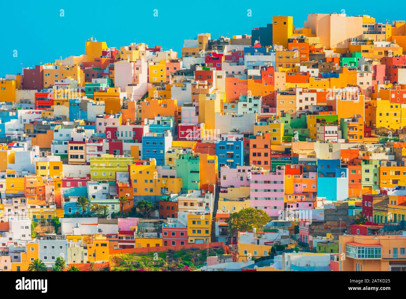 Colourful houses in Las Palmas Gran Canaria Spain Stock Photo