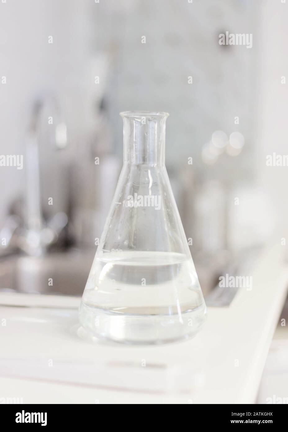 Healthcare creme production in laboratory. Creme products in lab. Healthcare industry. Scientific laboratory. Vertical shot. Stock Photo