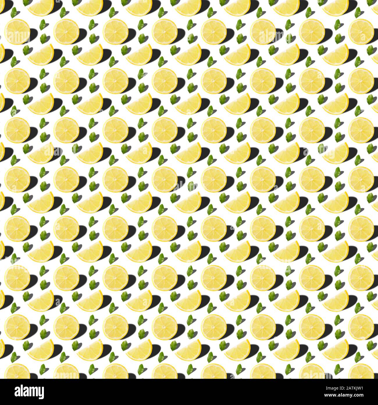 Pattern of yellow sliced lemon isolated on white background Stock Photo ...