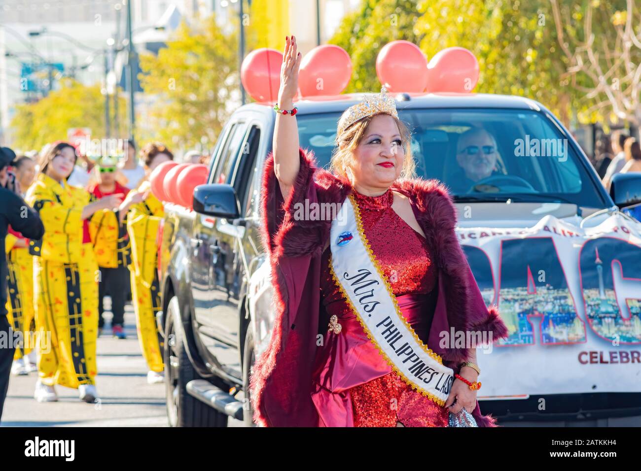 Las Vegas, JAN 25 Morning sunny view of the Art District parade on JAN