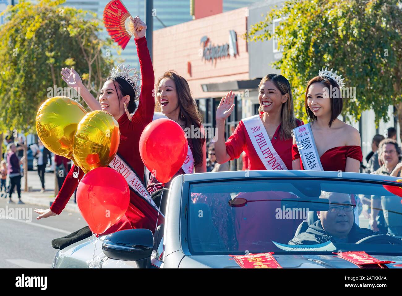 Las Vegas, JAN 25 Morning sunny view of the Art District parade on JAN