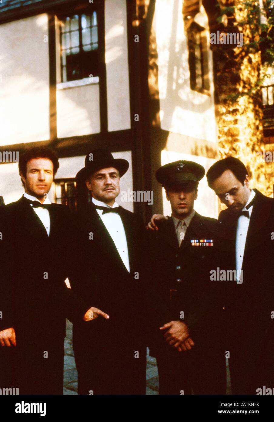 James Caan, Marlon Brando, Al Pacino, John Cazale, 'The Godfather' (1972) Paramount   File Reference # 33962-108THA Stock Photo