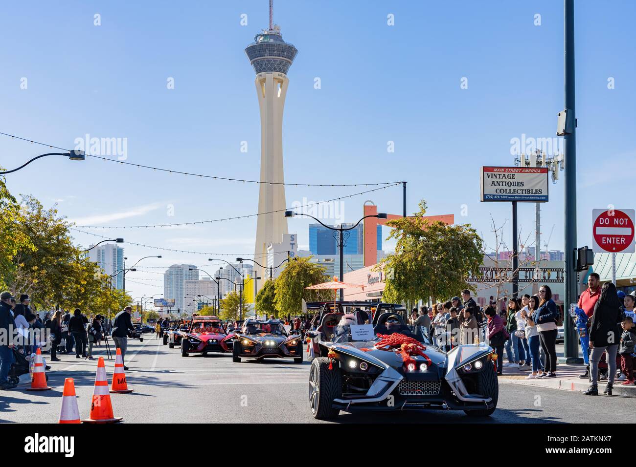 Las Vegas, JAN 25 Morning sunny view of the Art District parade on JAN