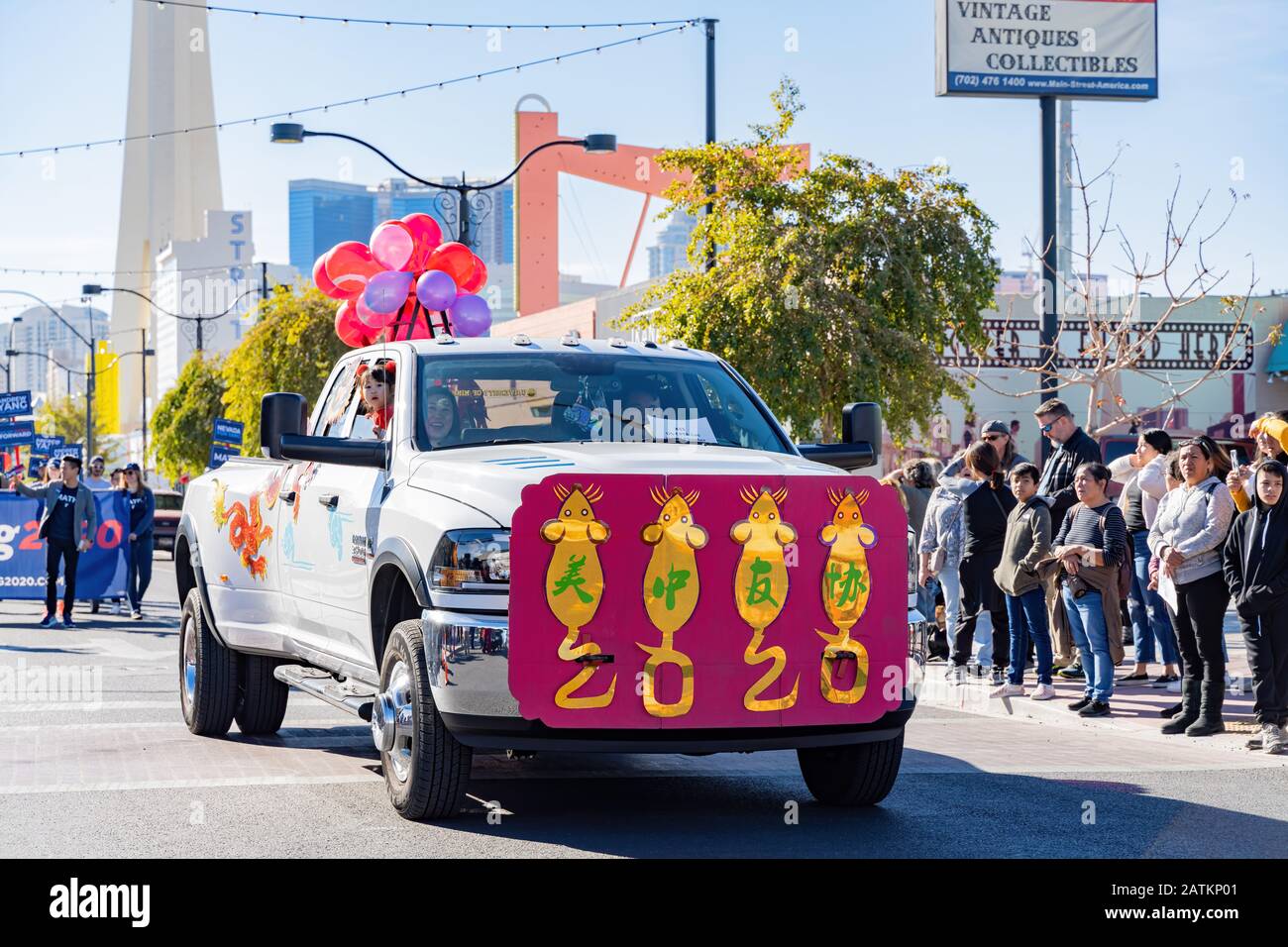 Las Vegas, JAN 25 Morning sunny view of the Art District parade on JAN