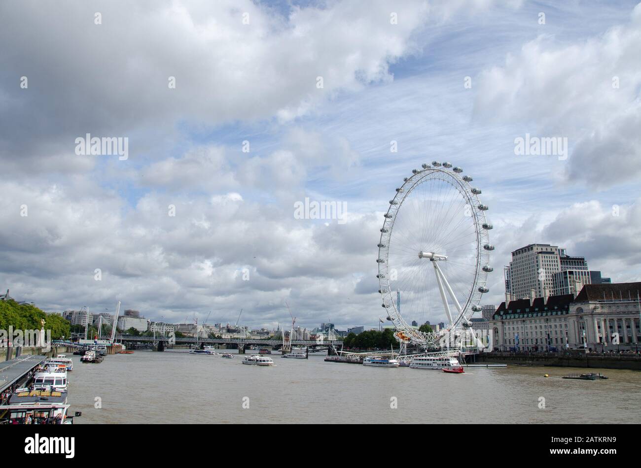 The iconic must see london eye in london during summer Stock Photo