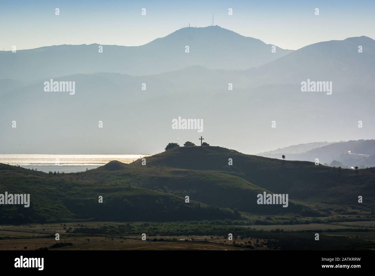 Hill with cross near Butrint and Xarre Kisha e Shen Mitrit by Bufit