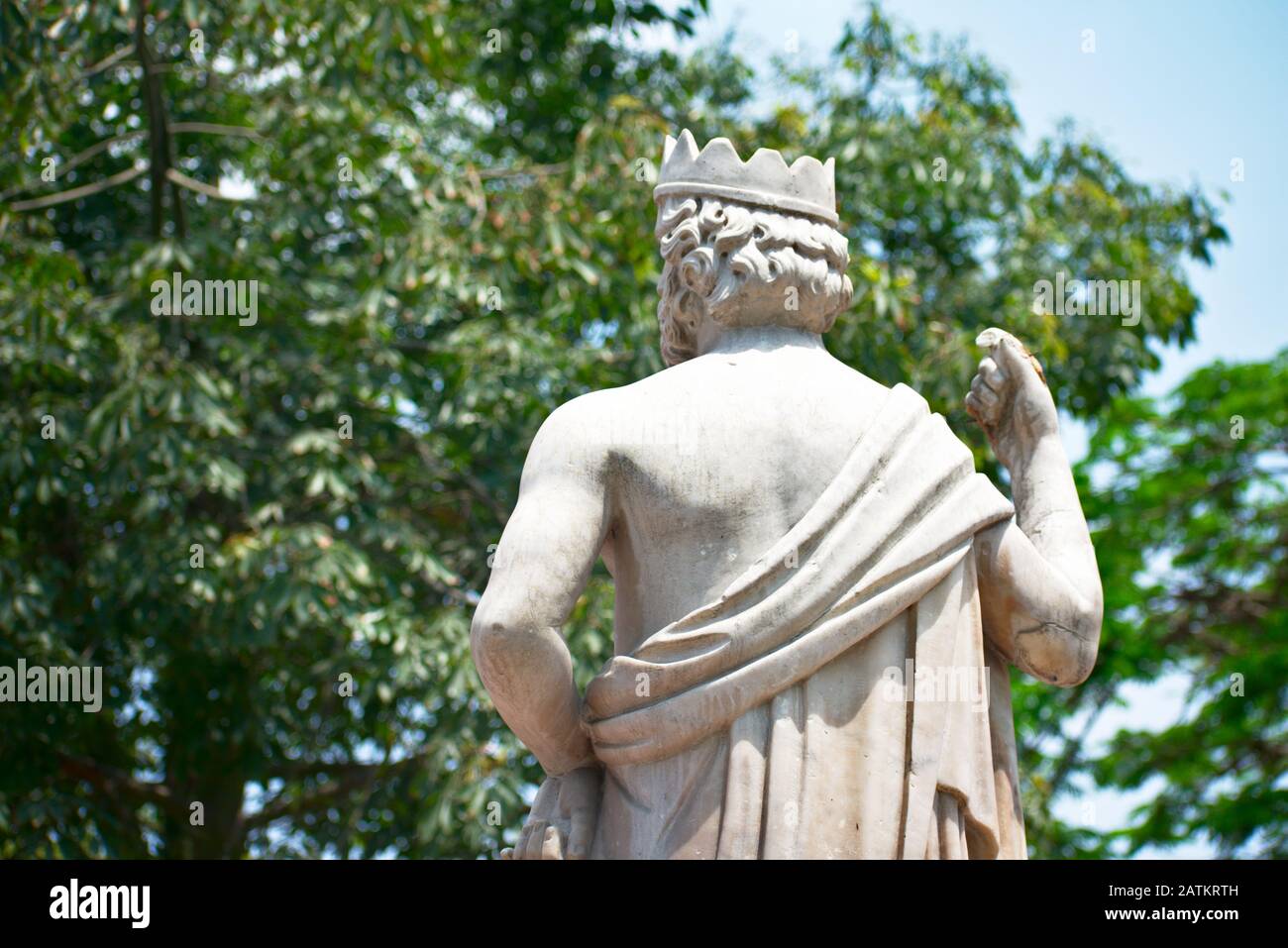Statue of a king man turned around in a park in Barranco Miraflores Lima Stock Photo