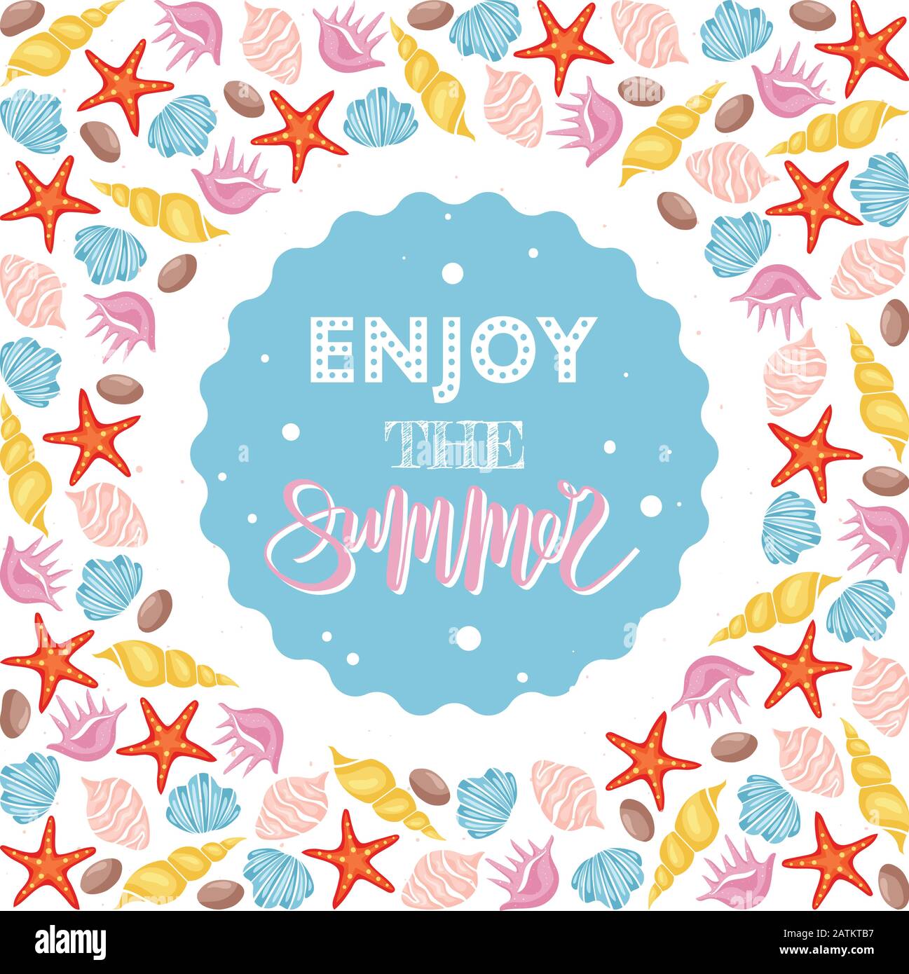 summer hand lettering with sea motif pattern Stock Vector Image & Art ...