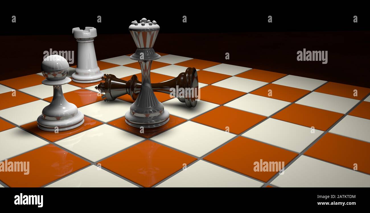 Checkmate the fallen black king with the queen, a pawn and a white