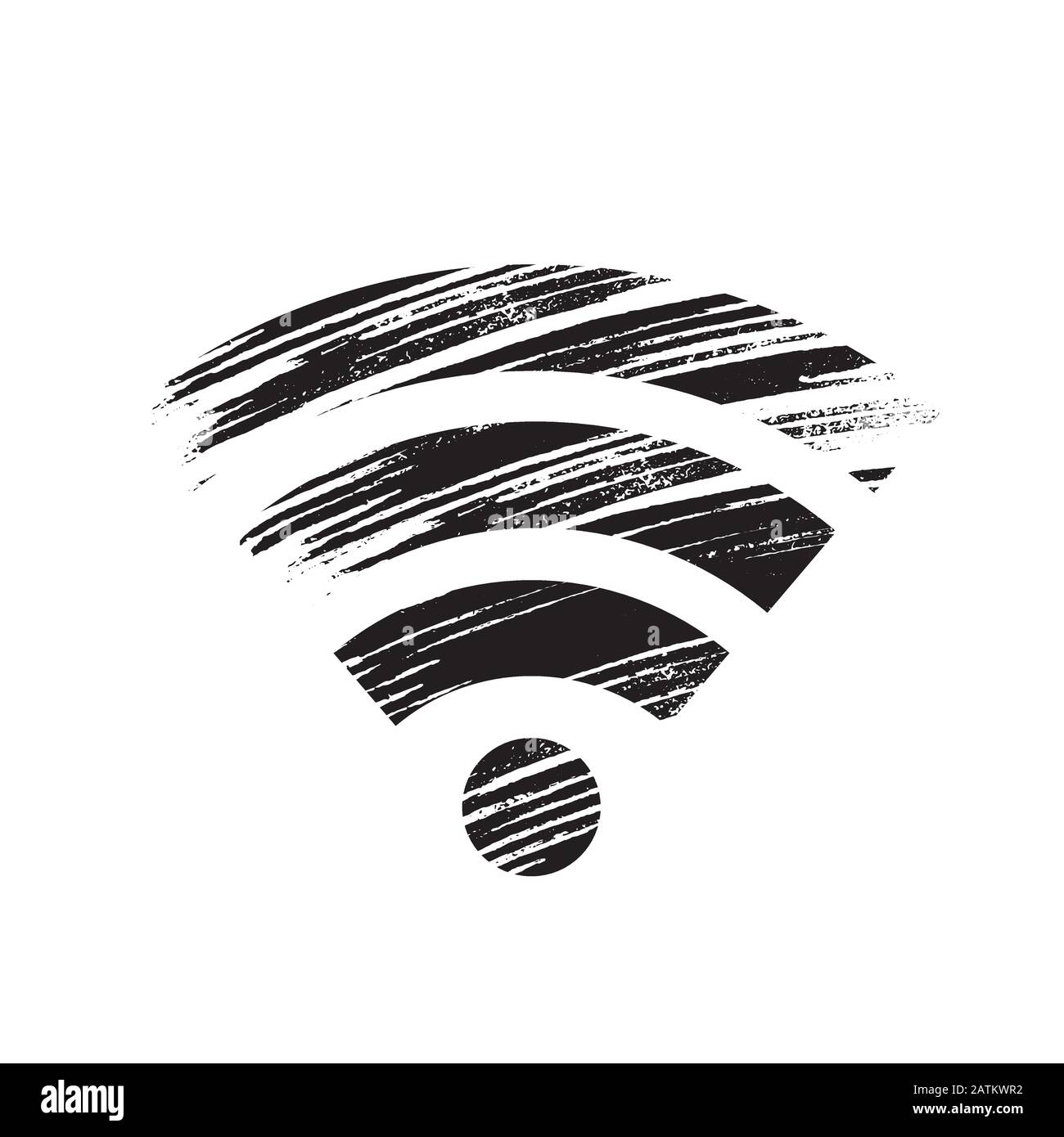 WiFi sign, isolated symbol, logo with a hand drawn ink. Stock Vector