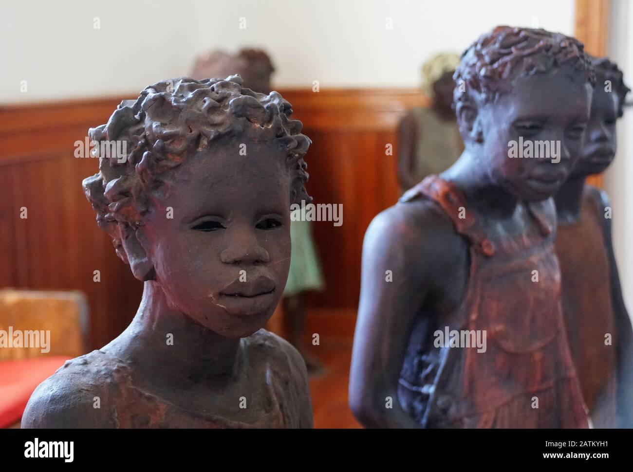 Edgard, Louisiana, U.S.A - February 2, 2020 - The statue of the African American girl inside the church near Whitney Plantation Stock Photo