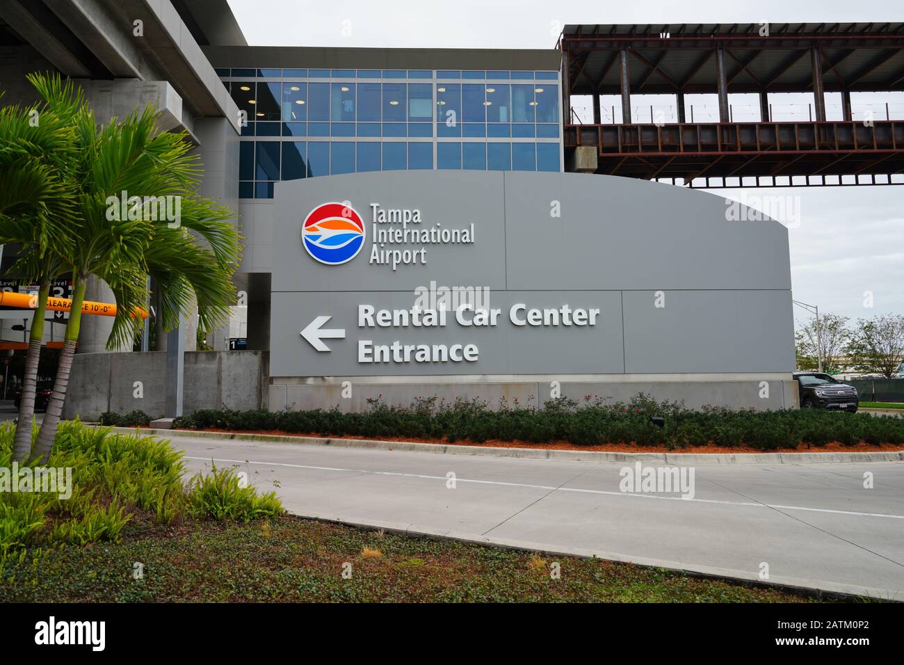 TAMPA, FL -24 JAN 2020- View of the car rental center at the Tampa International Airport (TPA) located in Tampa, Florida, United States. Stock Photo