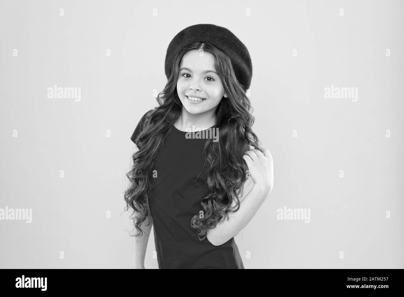 Beautiful Long Curly Hair Kid Black And White Stock Photos