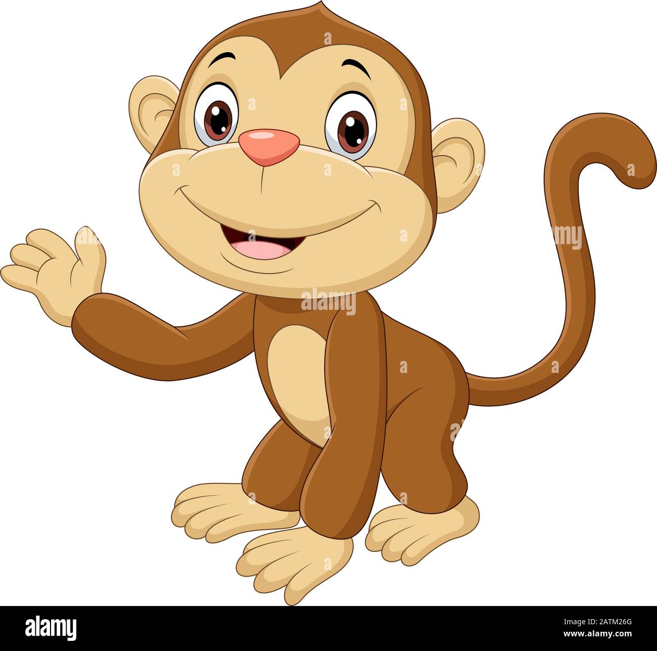 Cute Baby Monkey Waving Hand Stock Vector Image Art Alamy