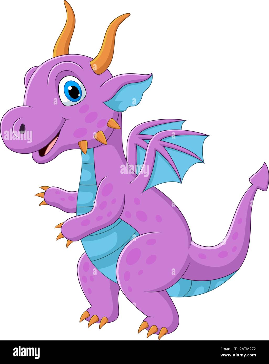 Cartoon purple dragon on white background Stock Vector Image & Art - Alamy