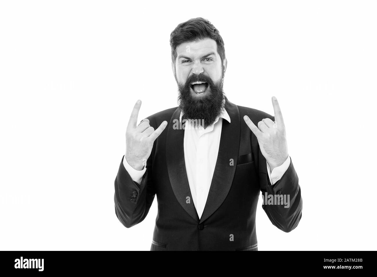 True rocker. Facial hair and grooming. Fashion model with long beard and  mustache. Business people fashion style. Menswear and fashion concept. Man  handsome bearded businessman wear formal suit Stock Photo - Alamy