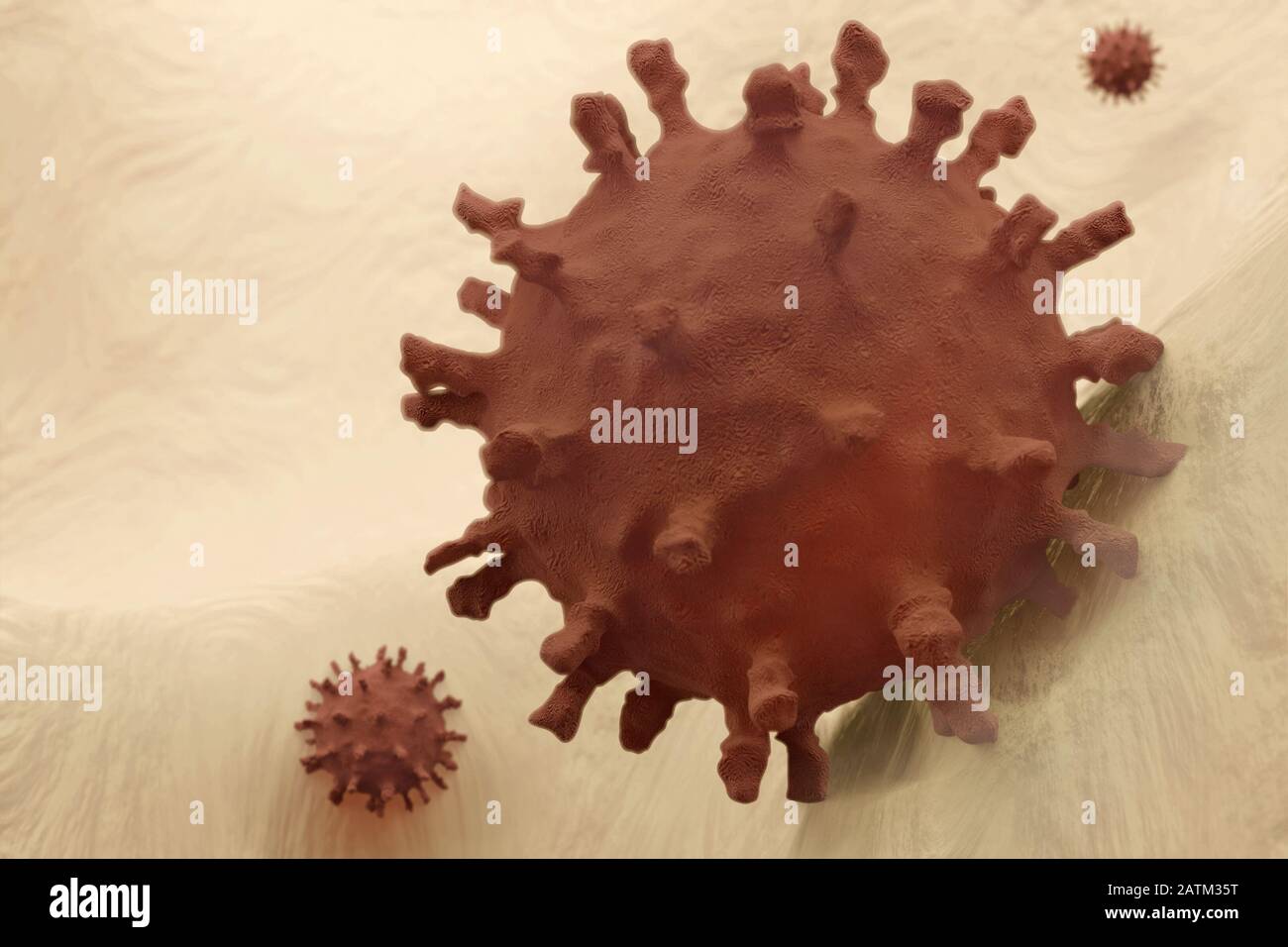 Scientific illustration of the Corona virus, 3D render based on microscopic images of the virus from th 2020 China outbreak Stock Photo