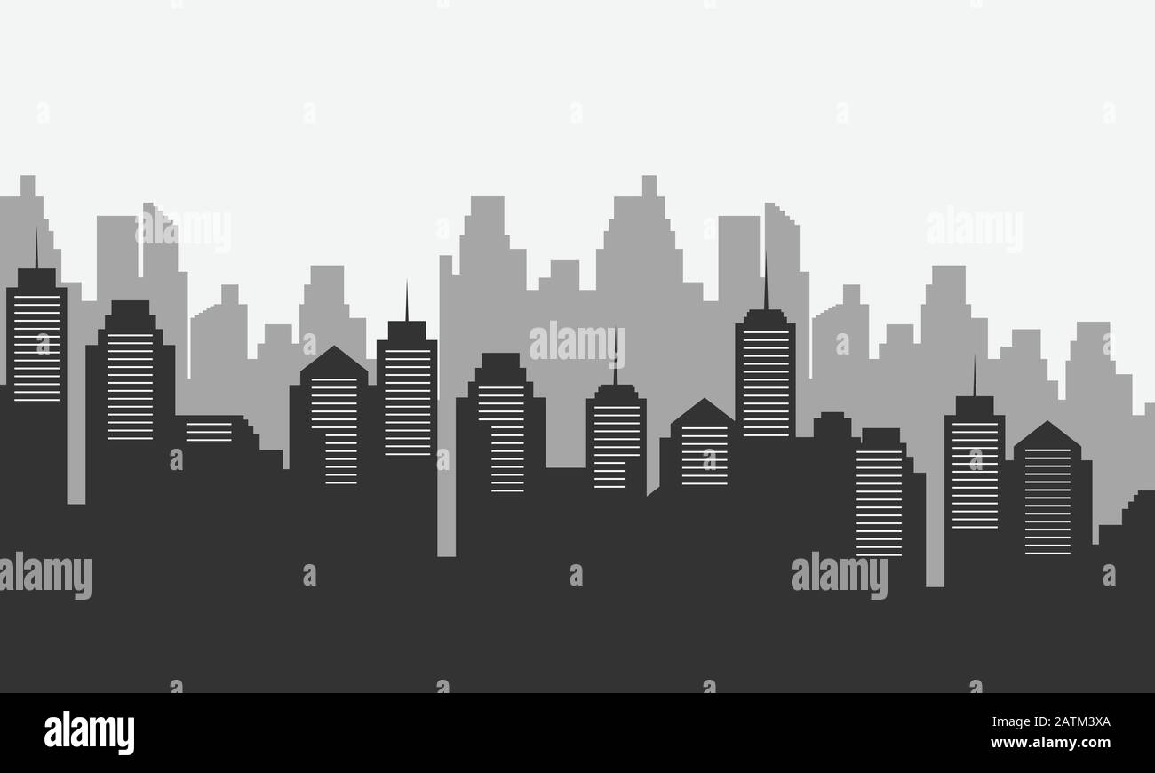 City silhouette background with many buildings mall Stock Vector Image ...