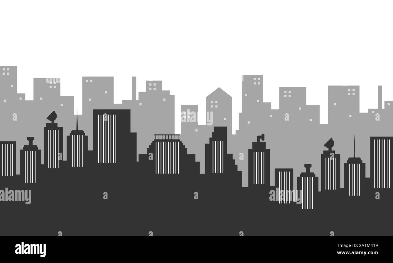 City silhouette background with many buildings apartment Stock Vector