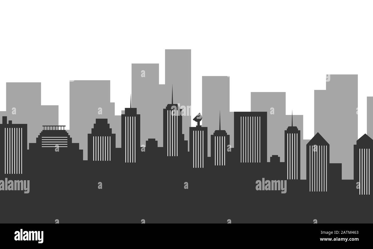 Silhouette background city many buildings and windows Stock Vector