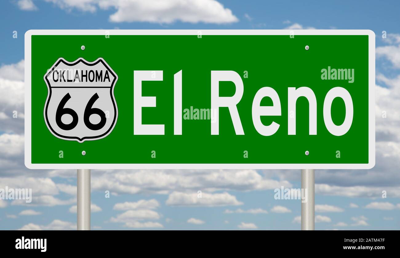 El Reno Signs Rendering of a green 3d highway sign for El Reno Oklahoma on Route 66 ...