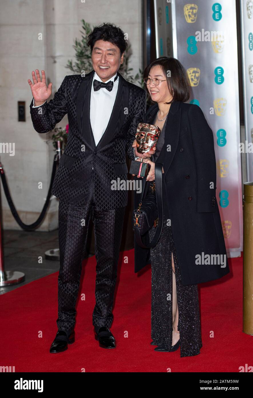 London, UK. 02nd Feb, 2020. Song Kang-Ho and Hwang Jang-sook attend the EE British Academy Film Awards 2020 After Party at The Grosvenor House Hotel in London. Credit: SOPA Images Limited/Alamy Live News Stock Photo