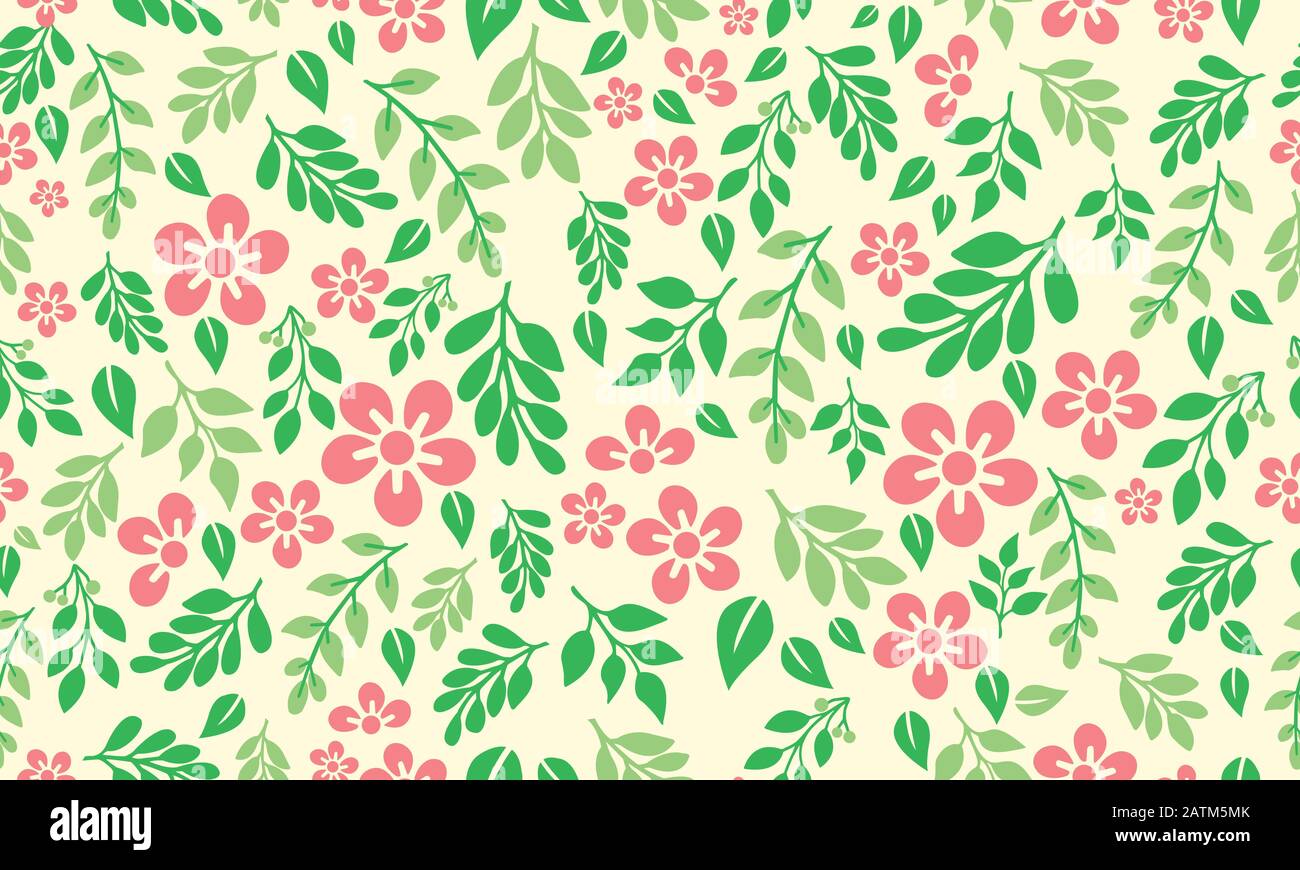 Seamless template for spring, with cute pink floral pattern background ...