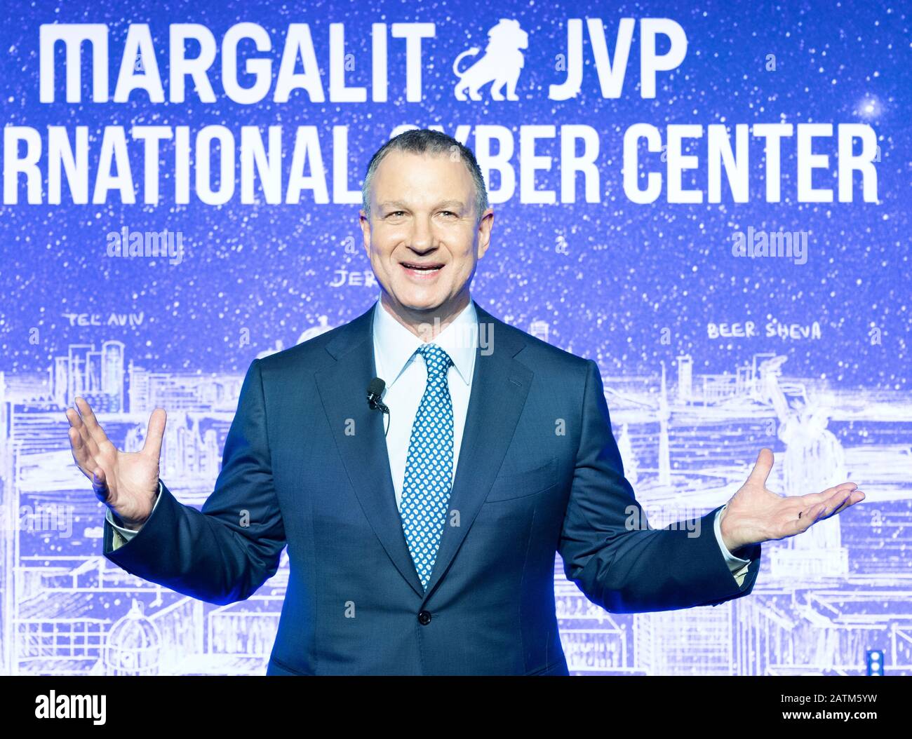 New York, NY February 3, 2020 Dr. Erel Margalit speaks during