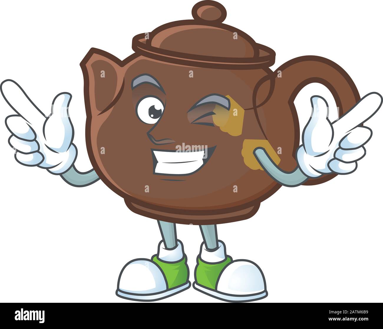 Funny face teapot cartoon character style with Wink eye Stock Vector ...
