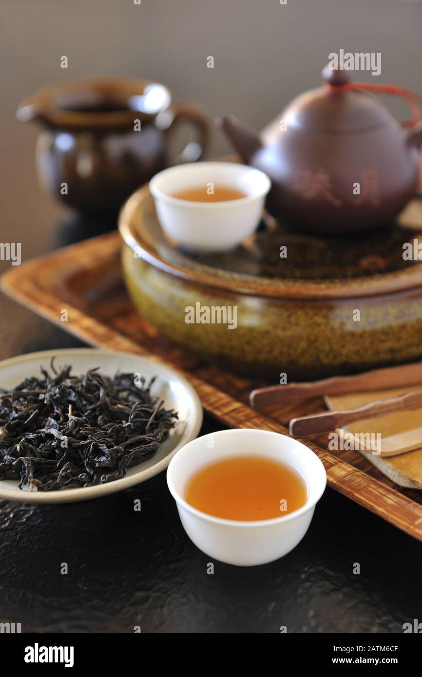 Still life teapot set of Taiwan High mountain tea Stock Photo Alamy