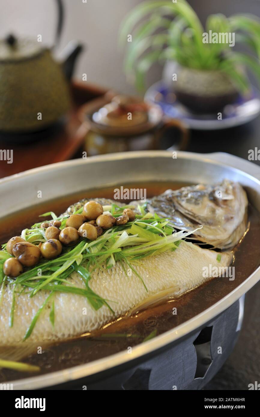 Food portrait of Steamed fish Stock Photo - Alamy