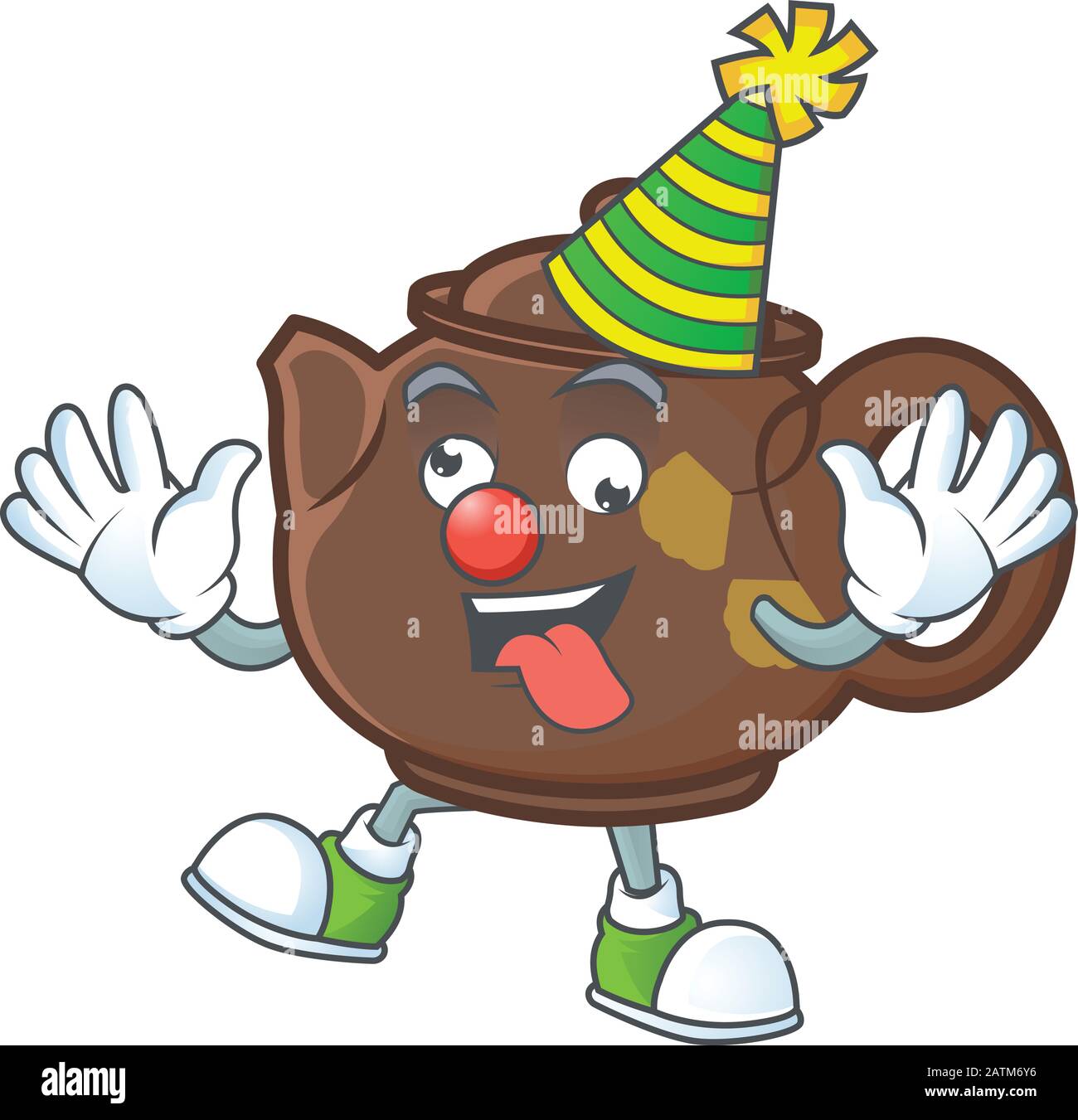 Funny Clown teapot cartoon character mascot design Stock Vector Image ...