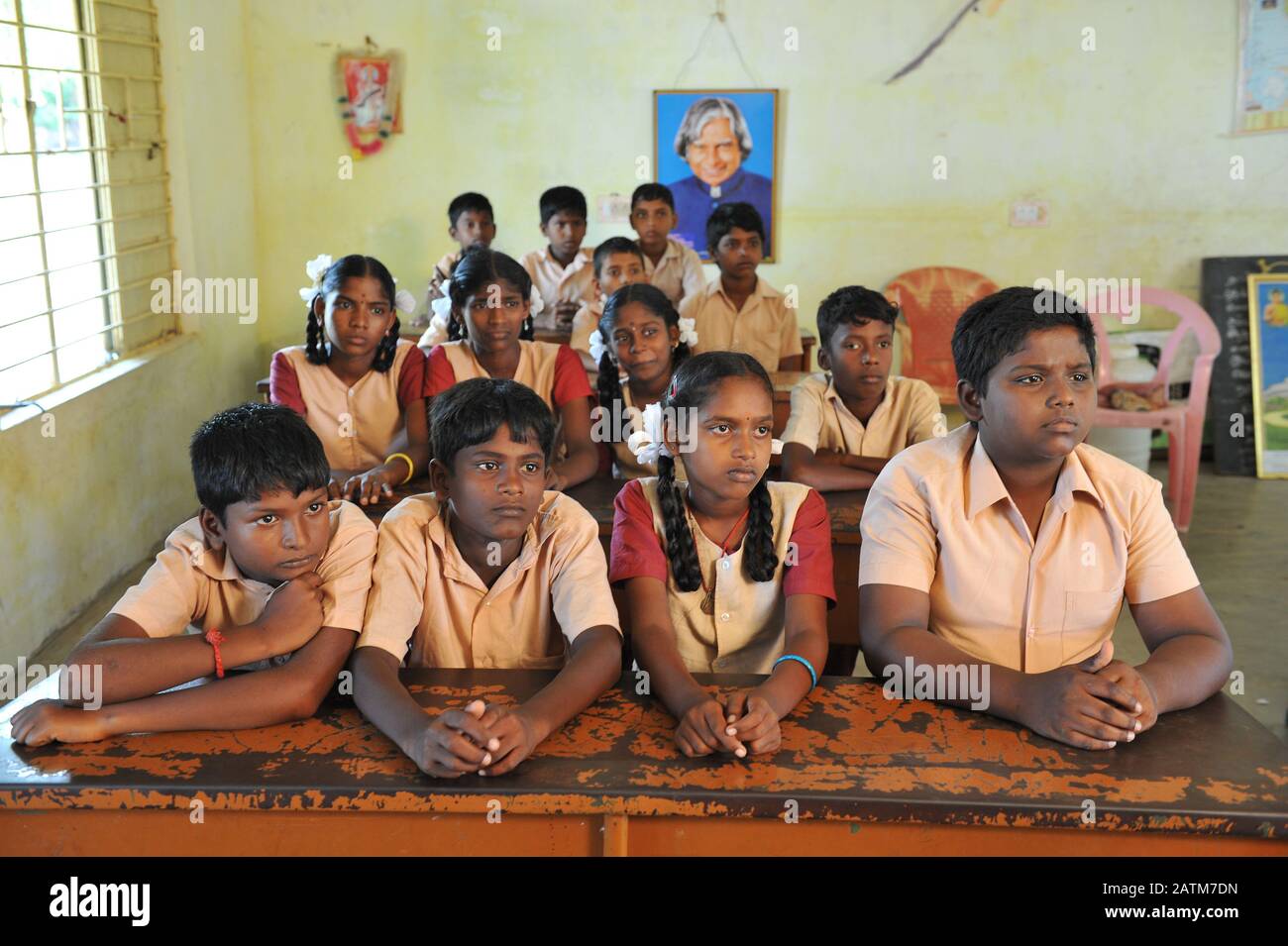 TAMIL NADU, INDIA - Indian primary school classroom Stock Photo