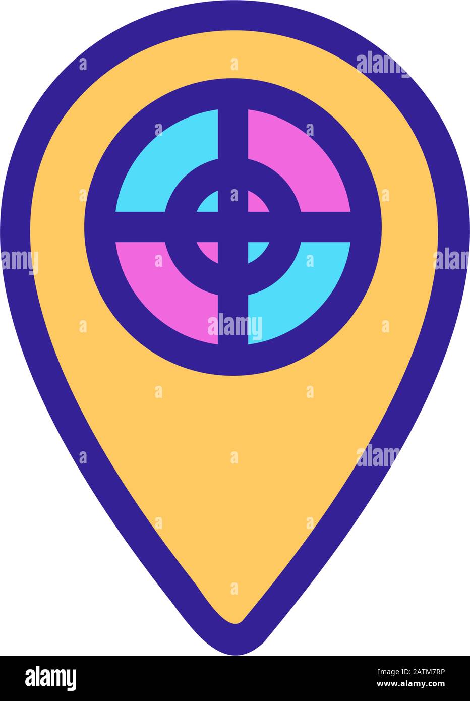 location of the target icon vector. Isolated contour symbol ...
