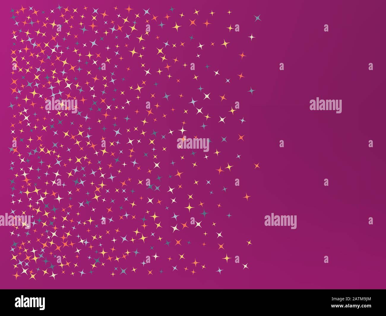 Magenta color background. Stars confetti. Funny colorific theme. Stars