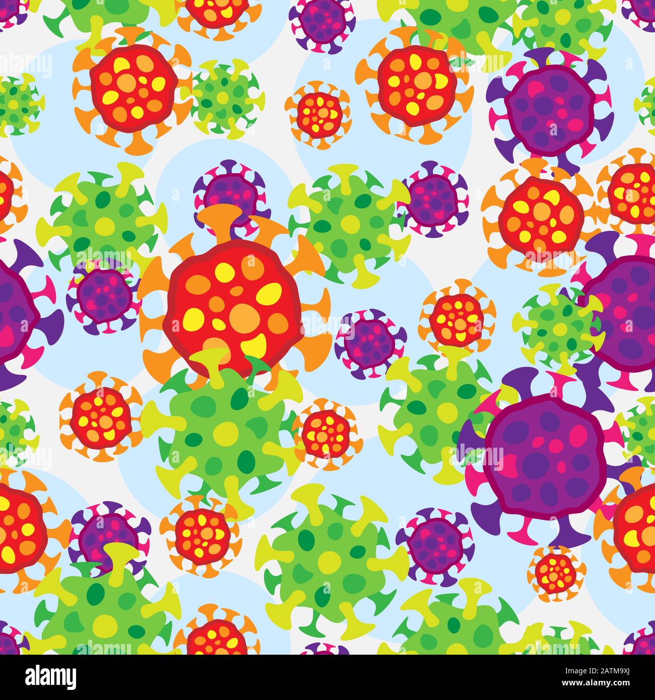 Flat simple cartoon bacterium seamless science pattern Stock Vector