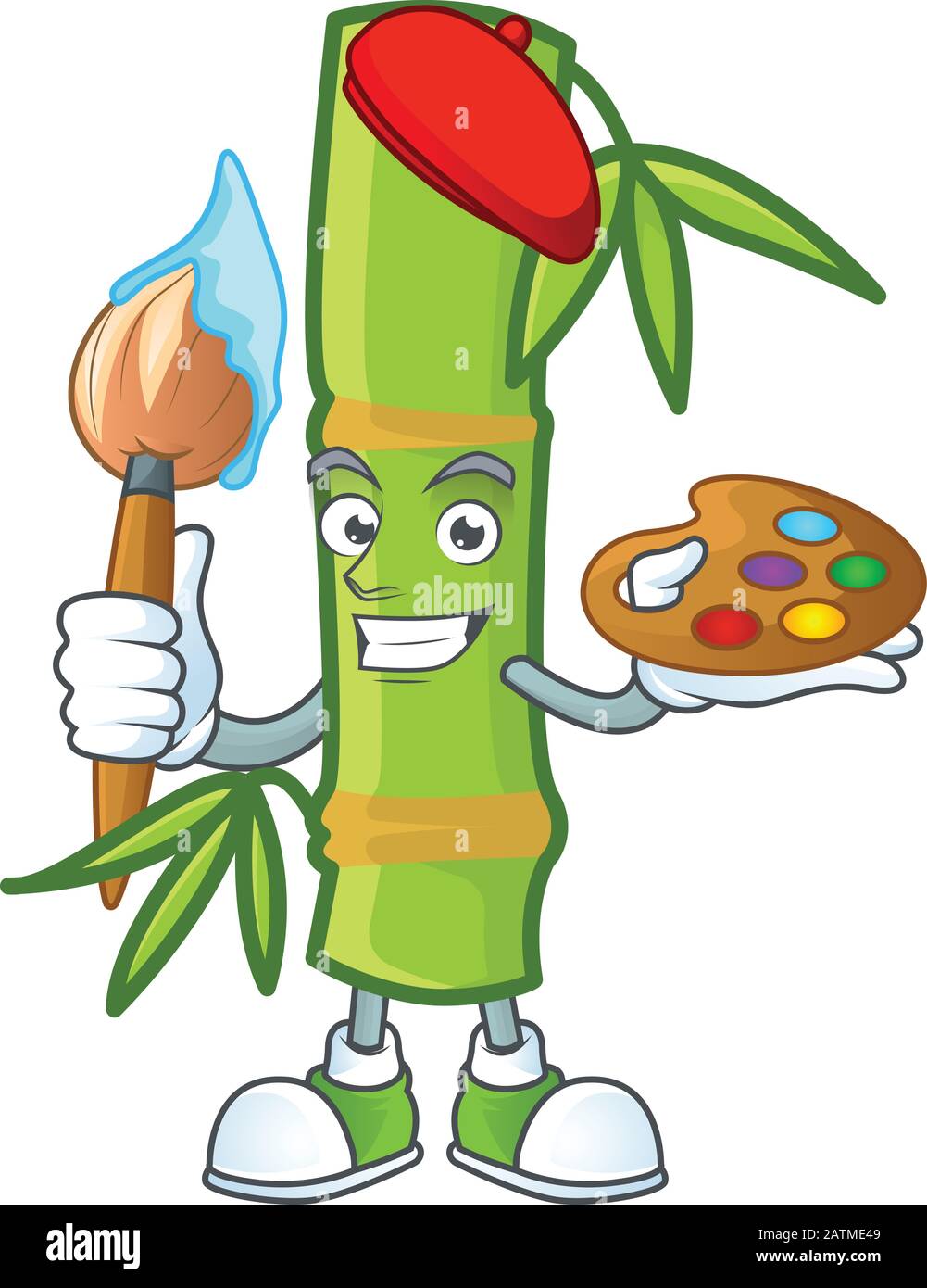 Smart bamboo stick painter mascot icon with brush Stock Vector Image ...