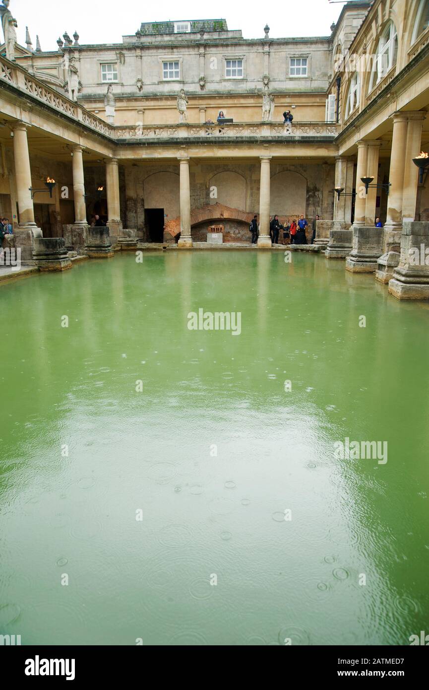 Roman Baths Bath England UK. Interior of Roman Bath Houses Stock Photo